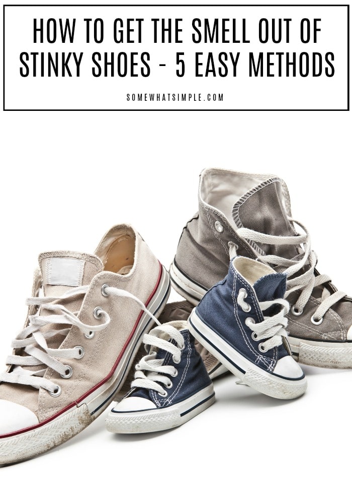 Smelly shoes are not only annoying, they can be embarrassing too! But don't throw out those stinky shoes just yet! We'll show you 5 of the best methods on how to get the smell out of shoes. via @somewhatsimple