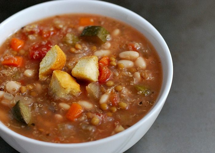 bowl of crock pot vegetable soup