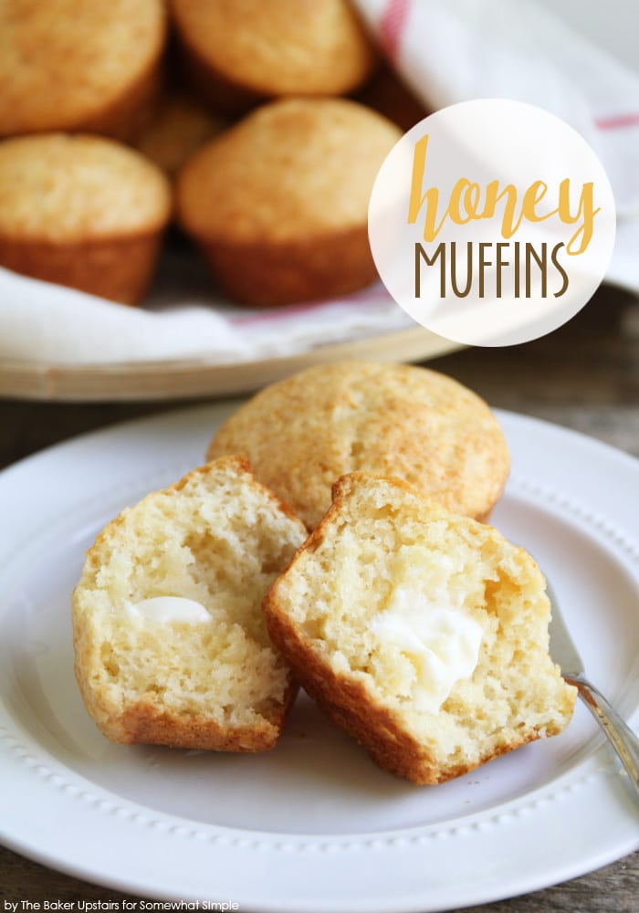 Honey muffins are a sweet and delicious way to start your day. They're easy to make and turn out soft and delicious every time! They're perfect as a side option for any dinner or just put a little butter on them and enjoy them as a snack. via @somewhatsimple