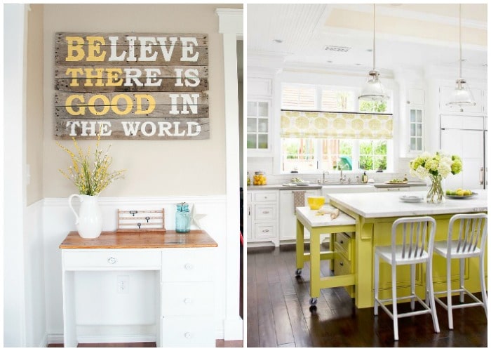 yellow and gray wall art