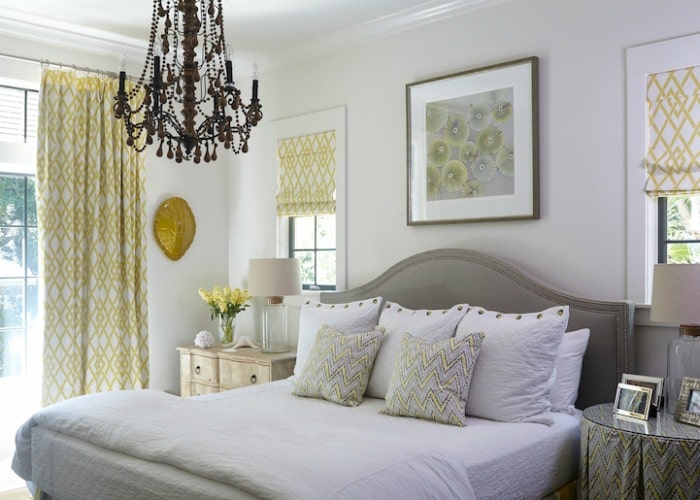 yellow and gray master bedroom