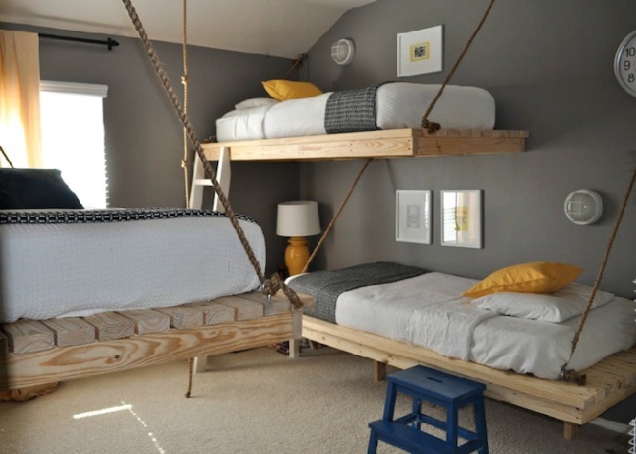 yellow and gray boys bedroom