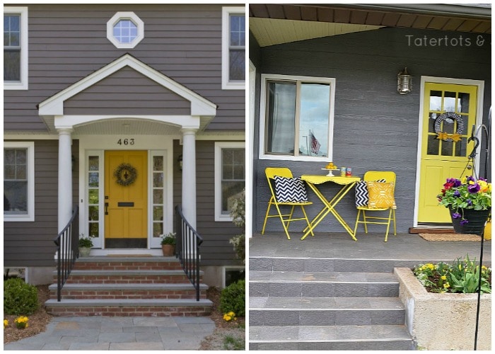 yellow and gray front porch