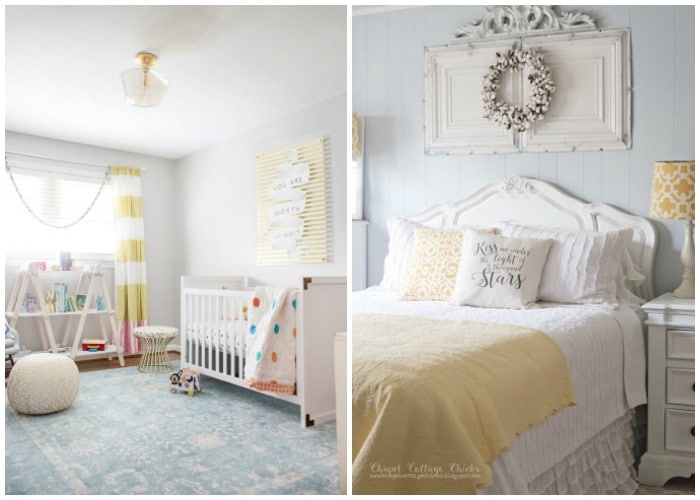 gray and yellow bedrooms