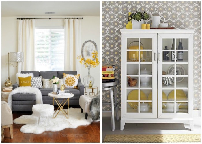 yellow and gray kitchen and living room