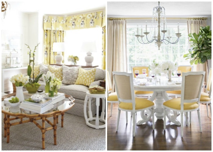 yellow and gray dining room