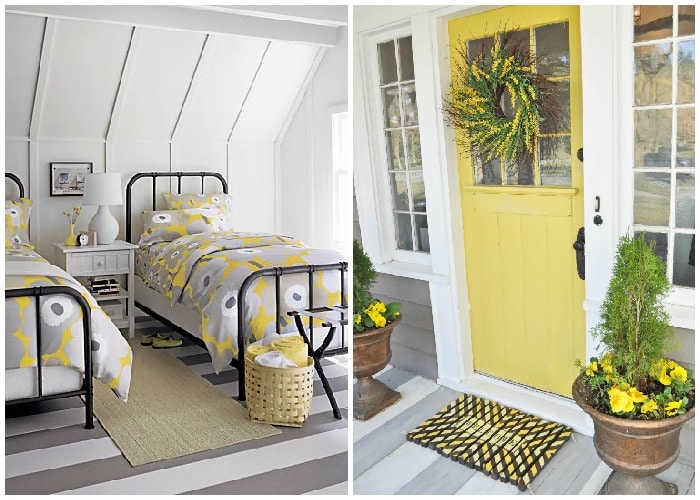 gray and yellow bedroom decor