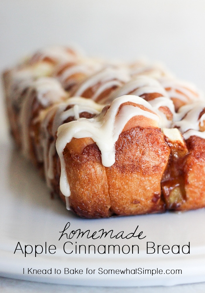 This homemade apple cinnamon bread recipe is sweet and delicious! Plus, the icing on top is literally the best! It's super easy to make and is the perfect fall bread recipe. via @somewhatsimple