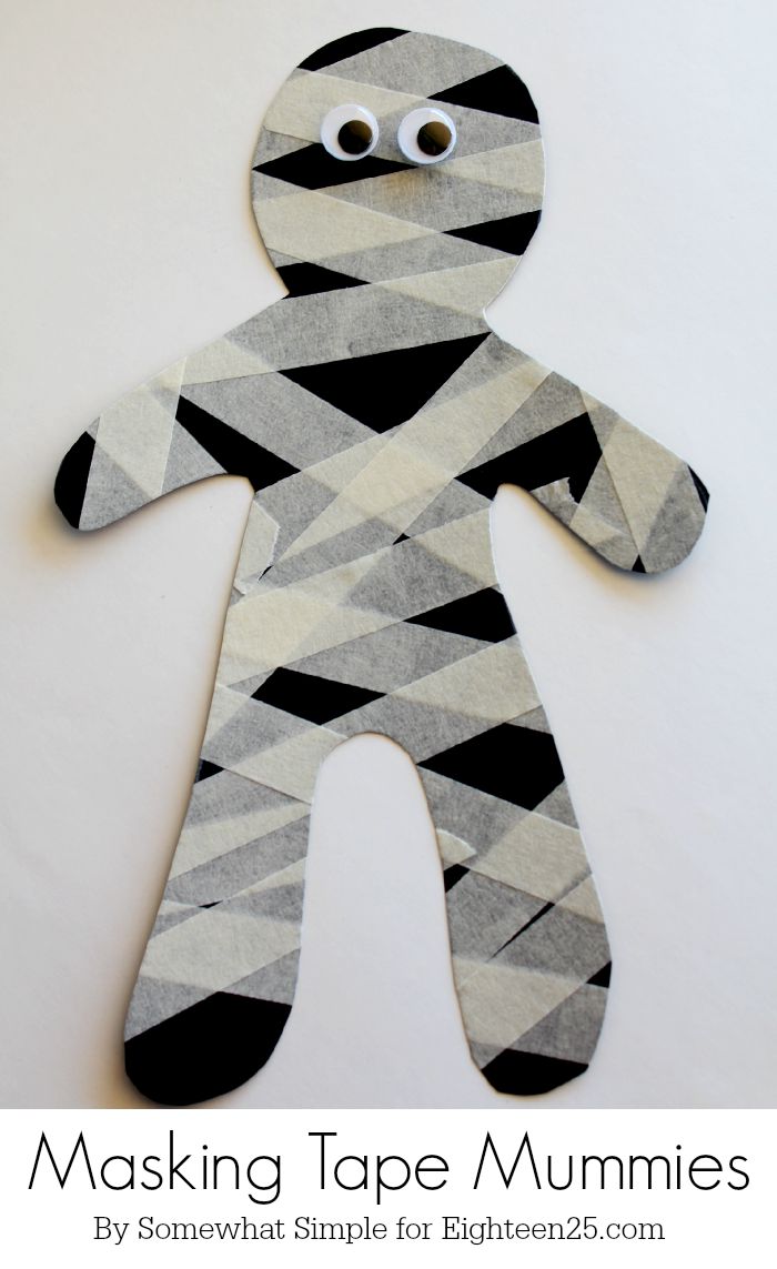 Masking Tape Mummy - fun little Halloween kids craft for parties!