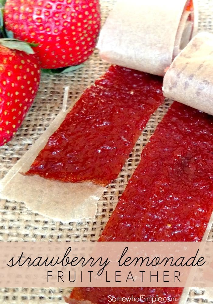 Strawberry Lemonade Fruit Leather via @somewhatsimple