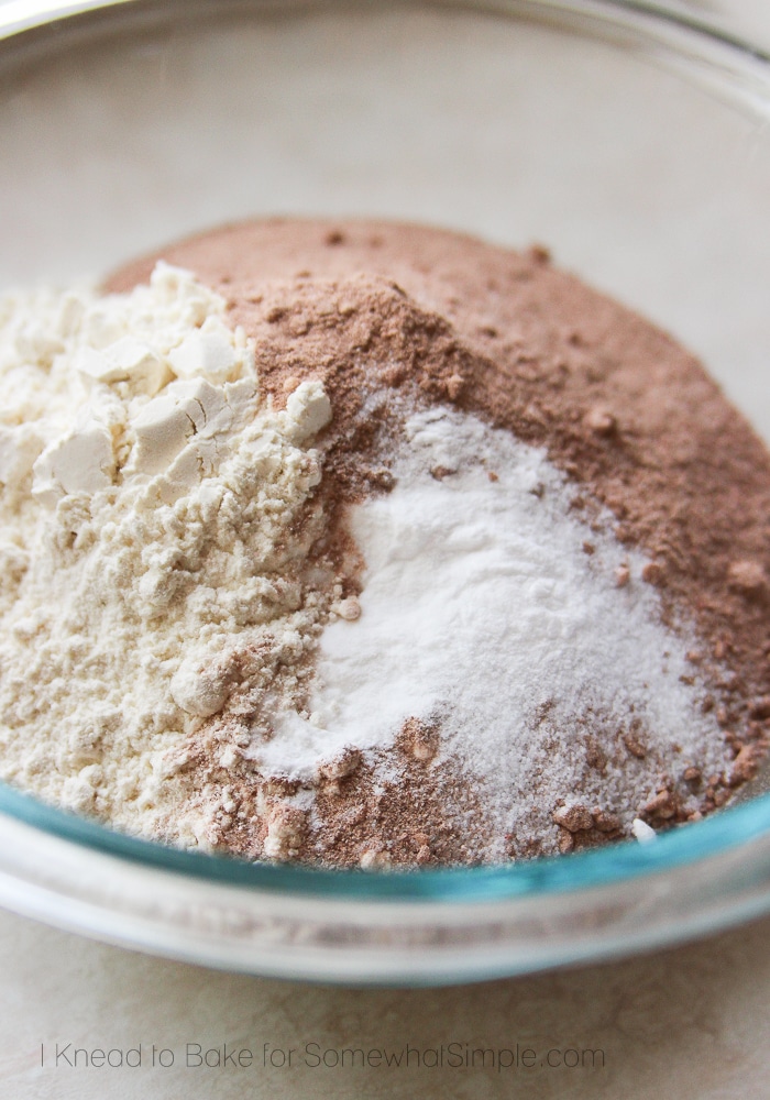 flour, cocoa mix and salt in a bowl