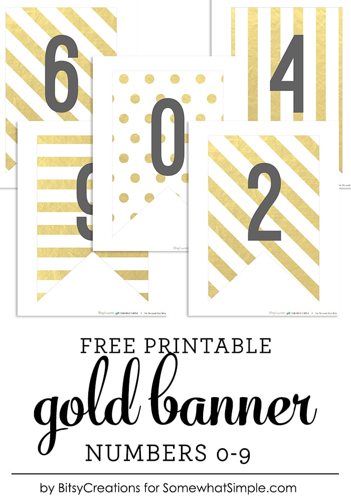 free printable gold banner numbers somewhat simple