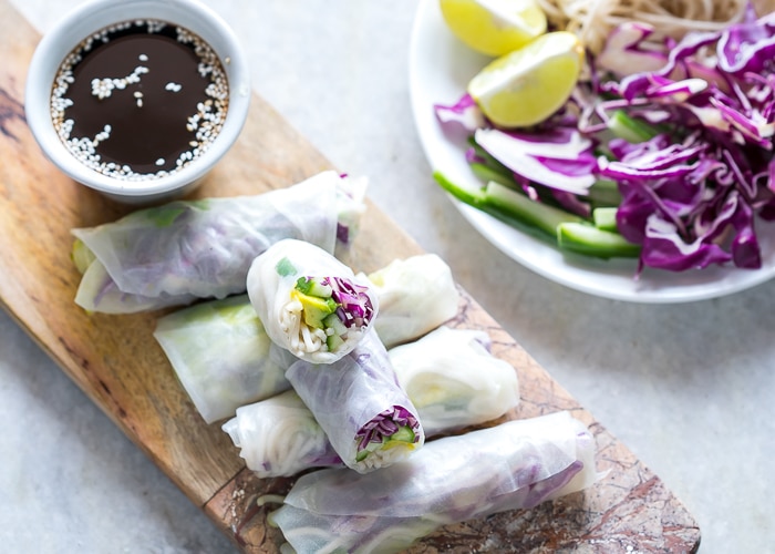 several freshly made Vietnamese summer rolls