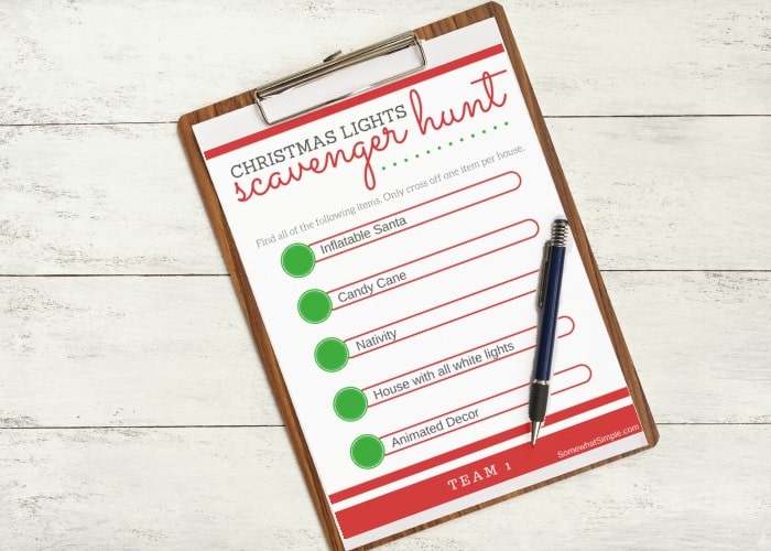 Christmas Lights Scavenger Hunt Printable