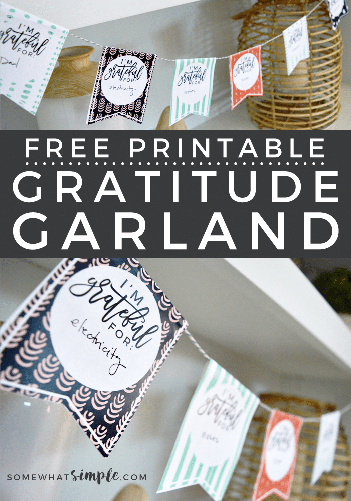 This Fprintable Gratitude Garland craft is so simple and perfect for kids of all ages! Plus, it's such a beautiful way to display all the things you're grateful for! The fun Thanksgiving DIY decor idea is a fun way to decorate for Thanksgiving. via @somewhatsimple