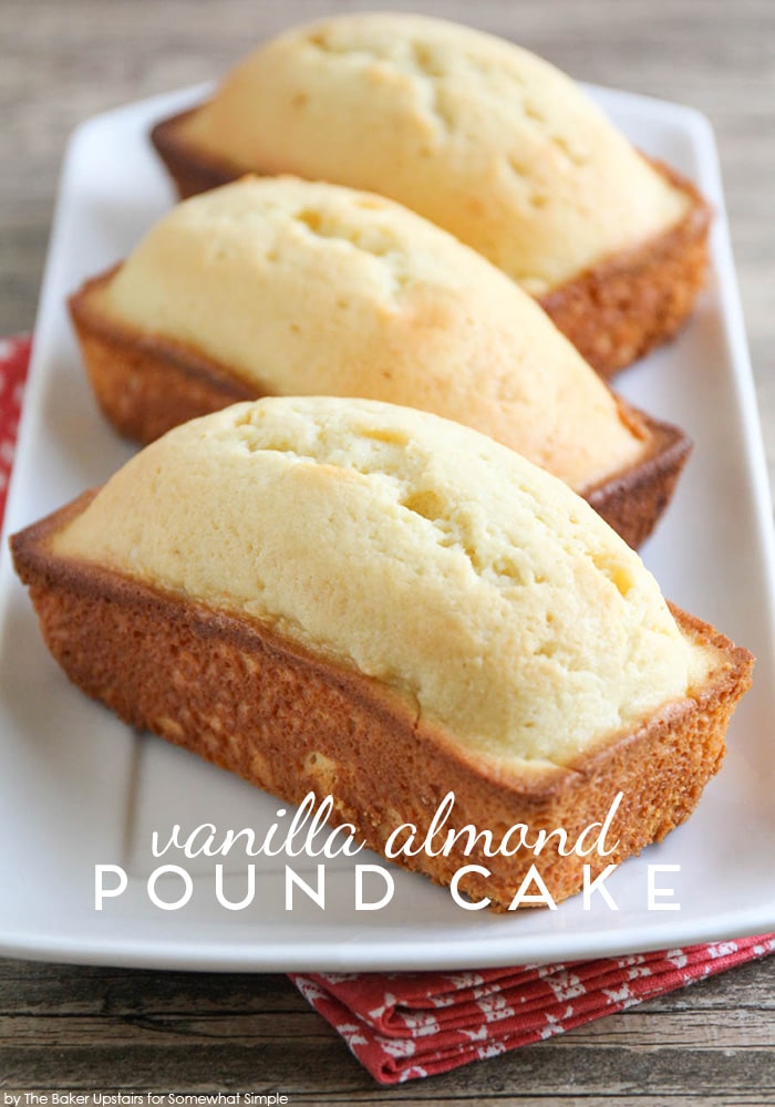 This recipe for vanilla almond pound cake is simple and easy to make. You only need to use basic ingredients typically found in your pantry. The delicious combo of vanilla and almond tastes fantastic and you can enjoy for dessert or breakfast! #easydessert #dessertrecipes #easyrecipe #cake #poundcake #vanillapoundcake #vanillaalmondpoundcake #almondpoundcake via @somewhatsimple