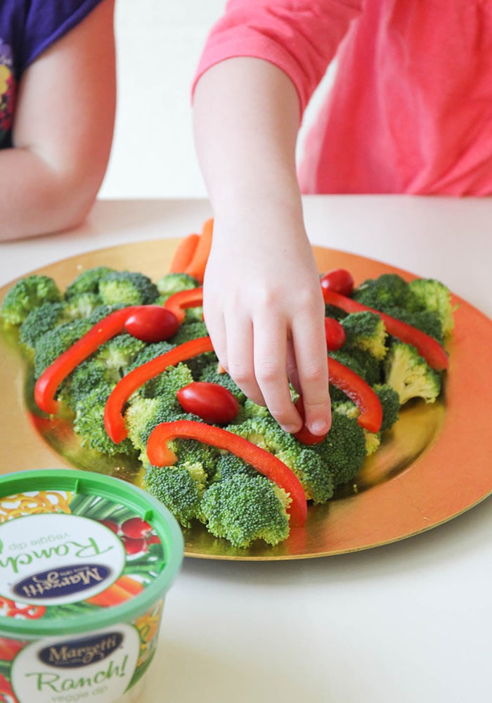 a Christmas Tree shaped veggie platter