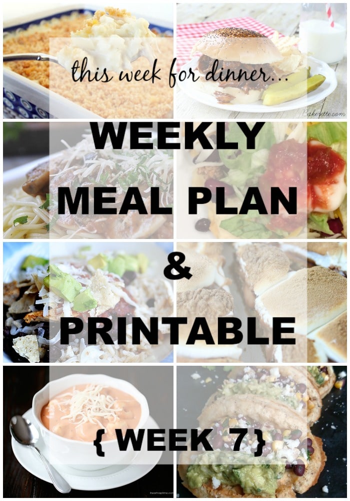 weekly dinner menu week 7