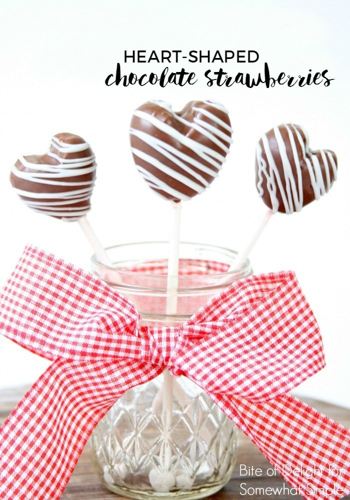 Chocolate Covered Strawberry Heart Pops are festive and delicious, and easy to make for the people you love! via @somewhatsimple