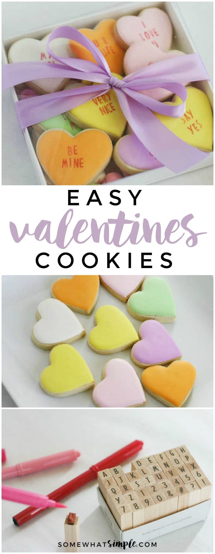 Conversation Hearts Valentines Day cookies are super simple to make and they taste delicious!! via @somewhatsimple