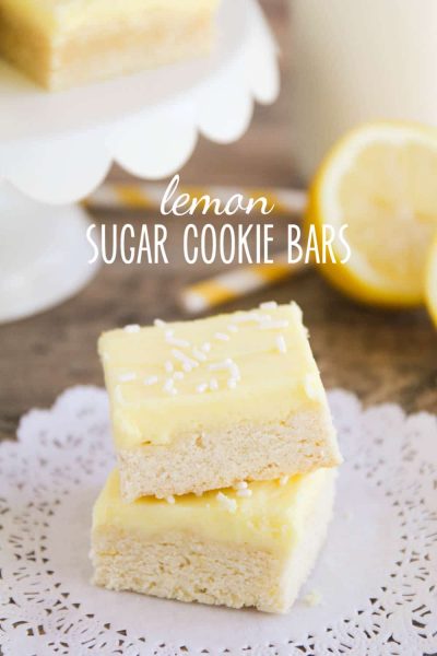 Lemon sugar cookie Bars stacked on each other