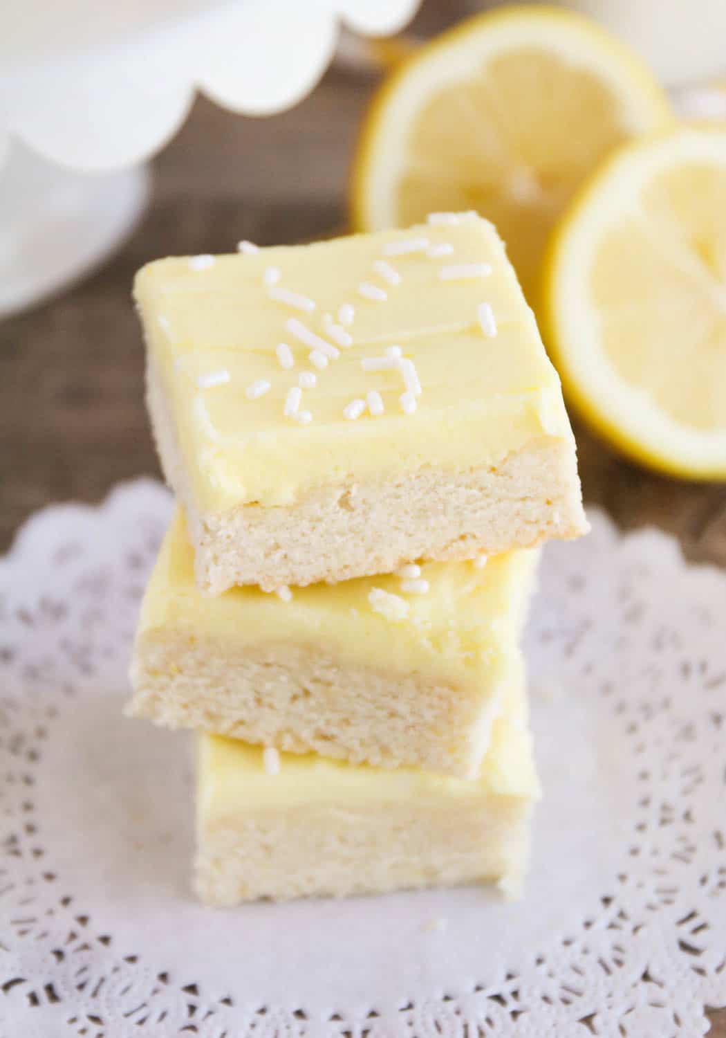 a stack of Lemon Sugar Cookie squares