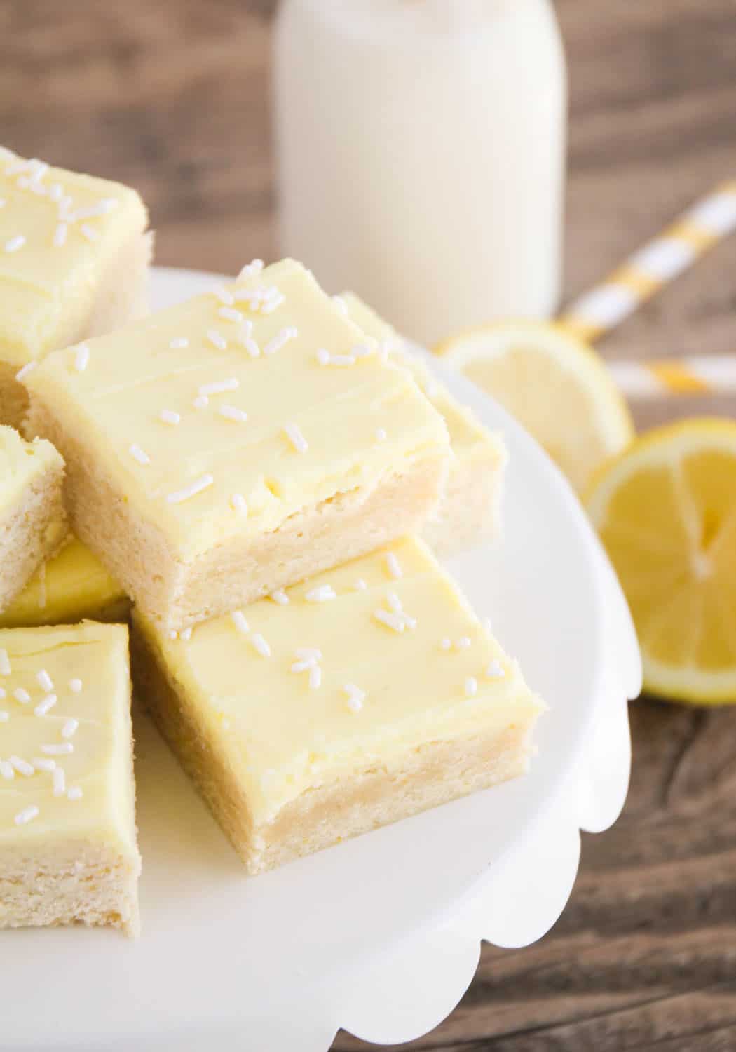 Lemon Sugar Cookie Bars on a tray