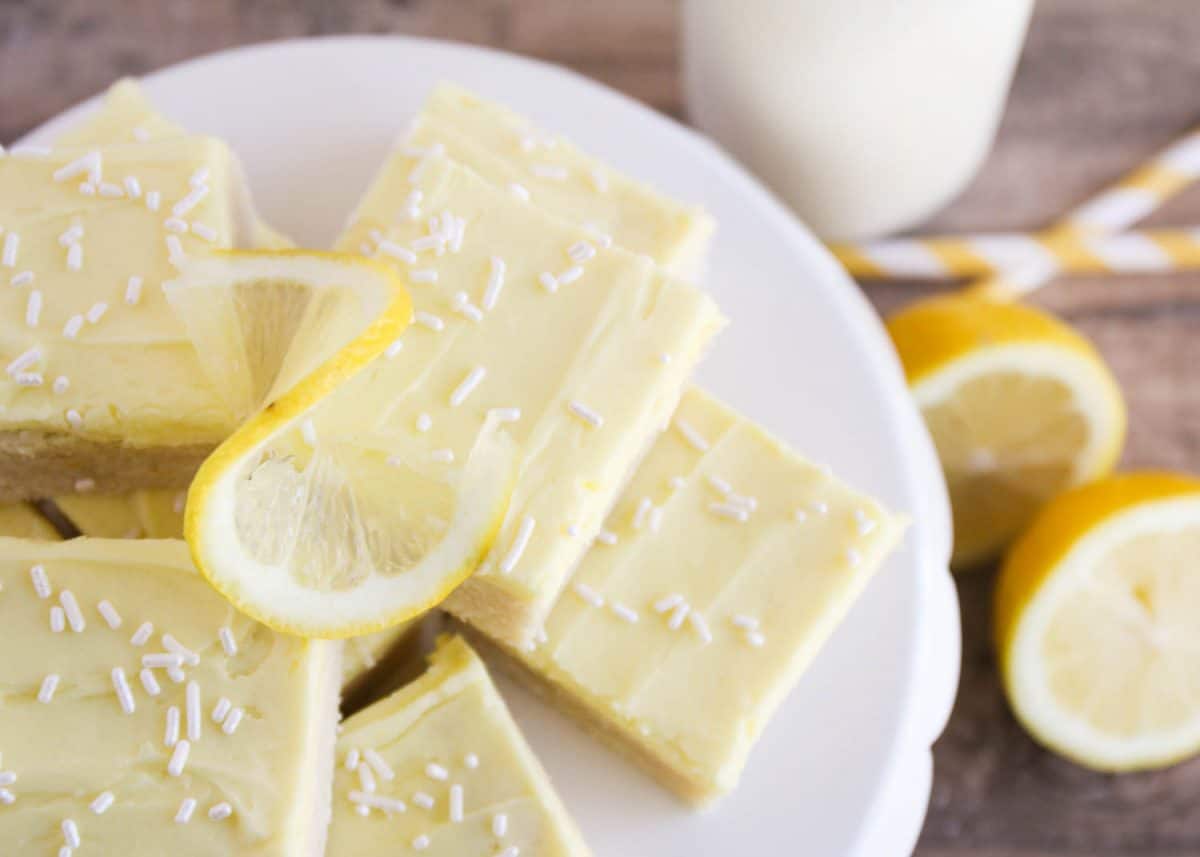 Lemon Sugar Cookie Bars with frosting