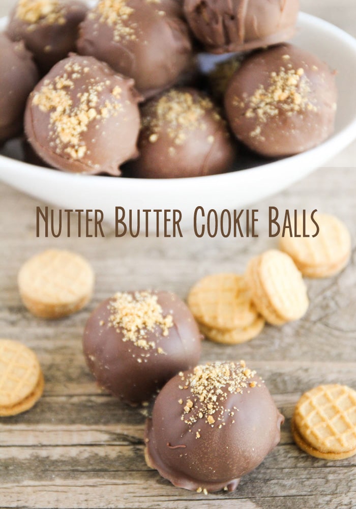 If you like peanut butter, chocolate and very simple recipes, then these Nutter Butter cookie balls are just for you!  Made with delicious cookies and cream cheese, then dipped in chocolate, these truffles quickly become one of your favorite treats! #nutterbutterballs #3ingredient #nutterbuttertruffles #nutterbuttercookieballs #peanutbutterballs via @somewhatsimple