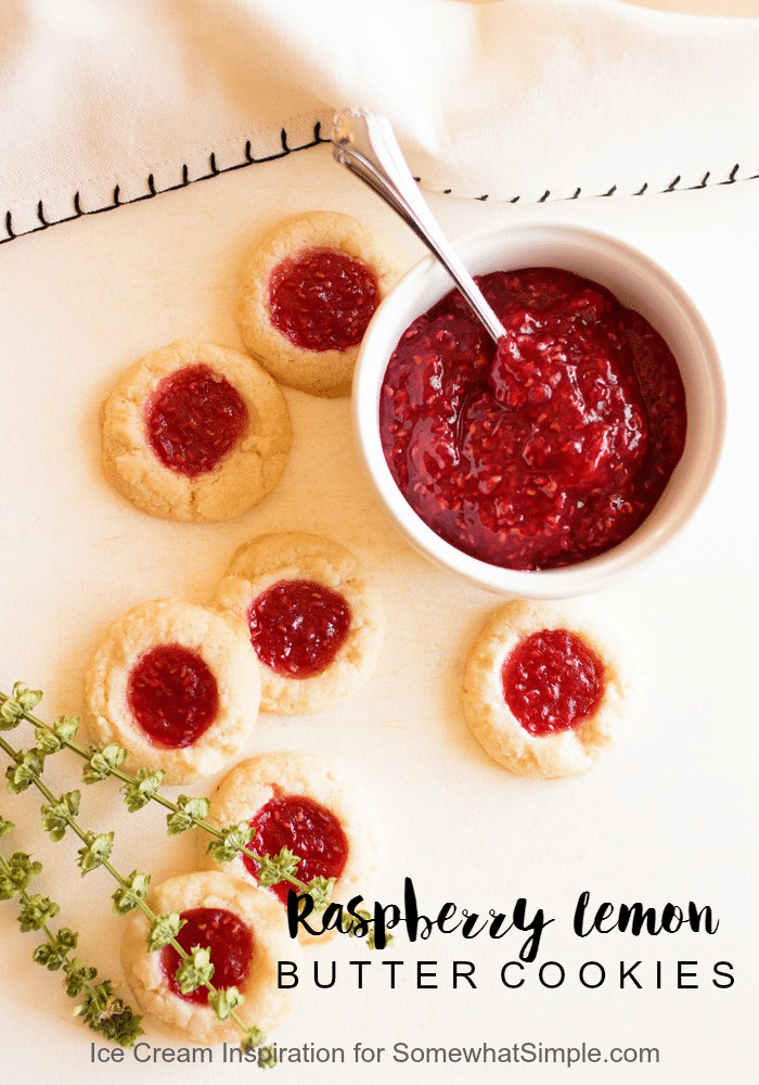 Raspberry Lemon Butter Cookies look fancy, but they are SUPER easy to make! The perfect balance of sweet and tart - these cookies are simply delicious! #lemon #cookies #lemonraspberry #easytreat via @somewhatsimple