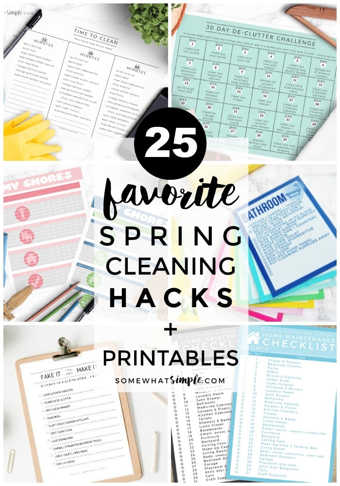 Let's talk about Spring Cleaning Hacks that can make your life so much easier! Here are 25 of our favorite cleaning printables. via @somewhatsimple