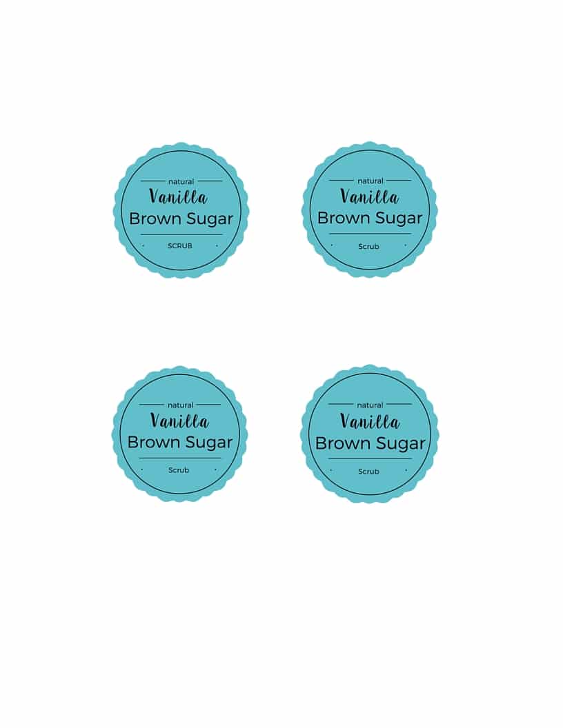 Brown sugar scrub printable labels