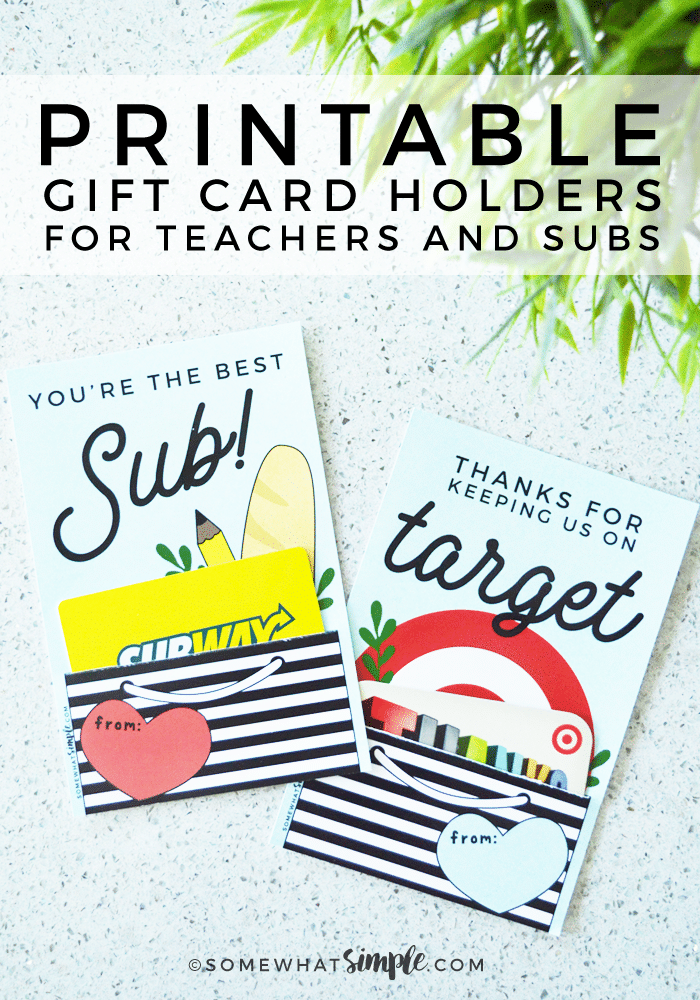 These adorable gift cards for teachers and substitutes are a great way to show those teachers you love a little appreciation! #gifts #gift @giftcards #teacher #appreciation #substitute #teacherappreciation via @somewhatsimple