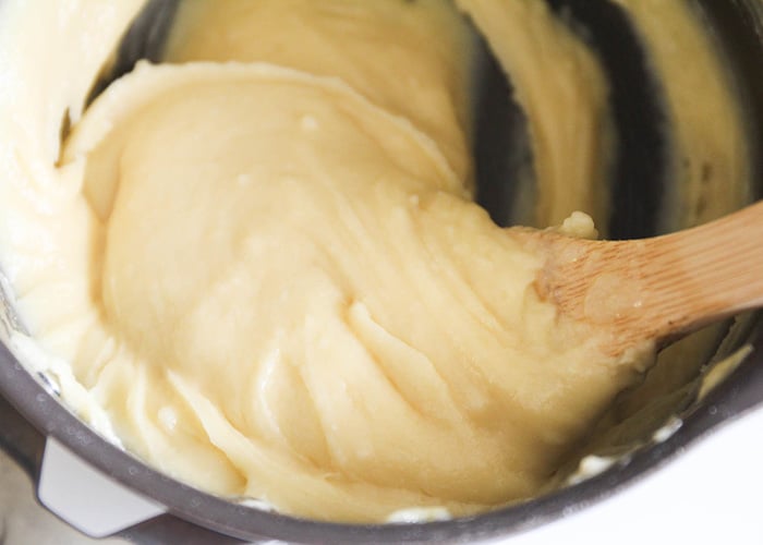 cream puff dough being mixed