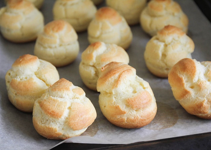 cream puff pastry straight from the oven