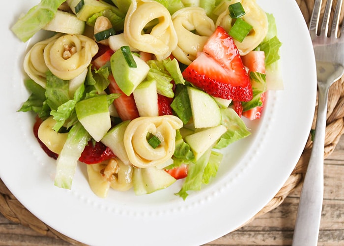 tortellini apple salad with strawberries