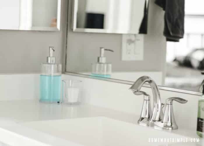 bathroom vanity with mouthwash 