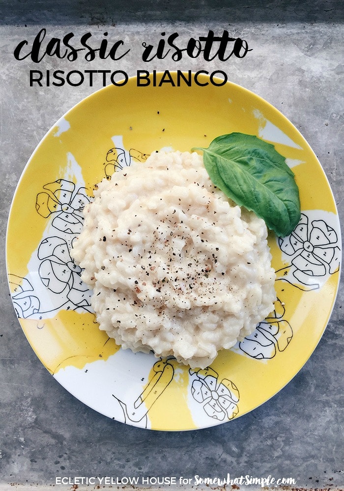 This is a simple, classic risotto dish that is super simple to make. It can easily stand alone or accompany your favorite grilled shrimp or chicken. Add in a green salad and you’ve got a great meal! #risotto #classicrisotto via @somewhatsimple