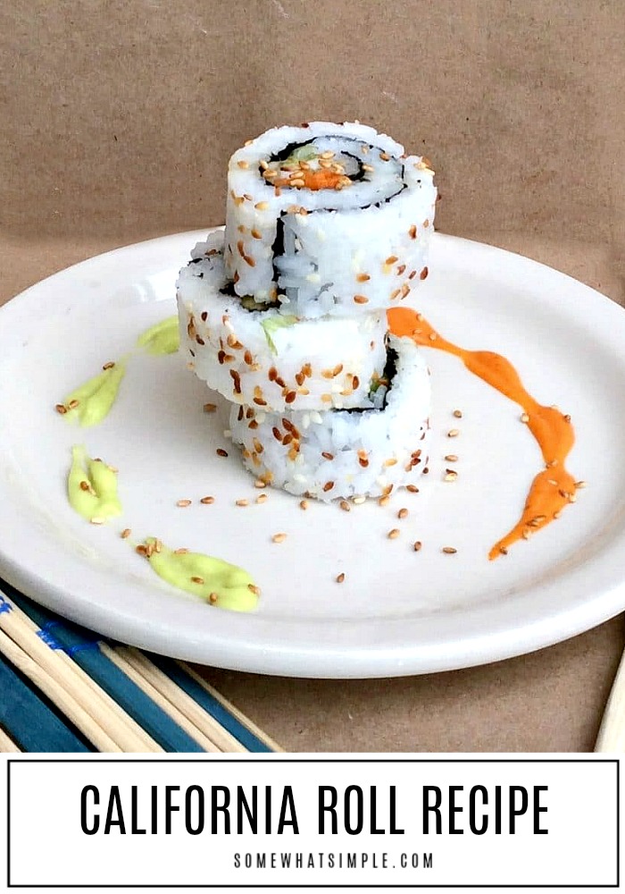 Making your own sushi is not only delicious, it's actually really easy to do! This California Roll recipe is my very favorite sushi dish EVER! #sushi #californiaroll #easydinner #howtomakesushi #easyrecipe  via @somewhatsimple