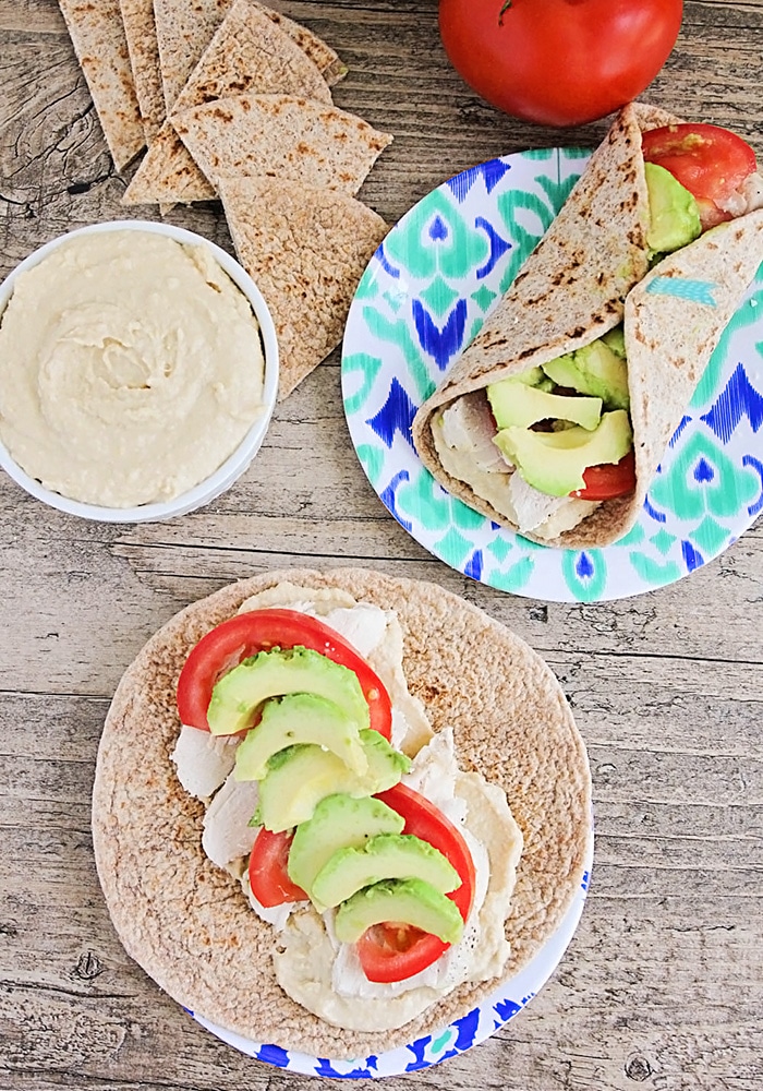 Easy Chicken Hummus Wraps