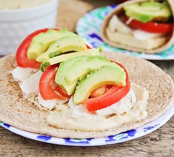 Easy Chicken Hummus Wraps