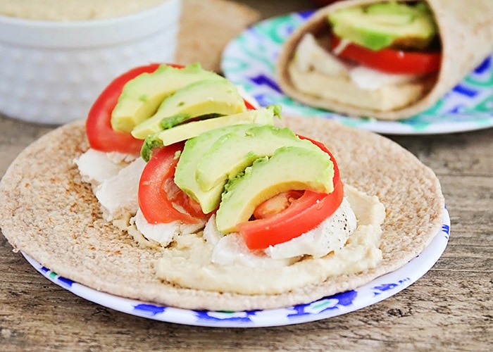 Easy Chicken Hummus Wraps