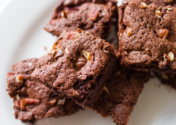 homemade Chocolate Caramel Brownies with nuts