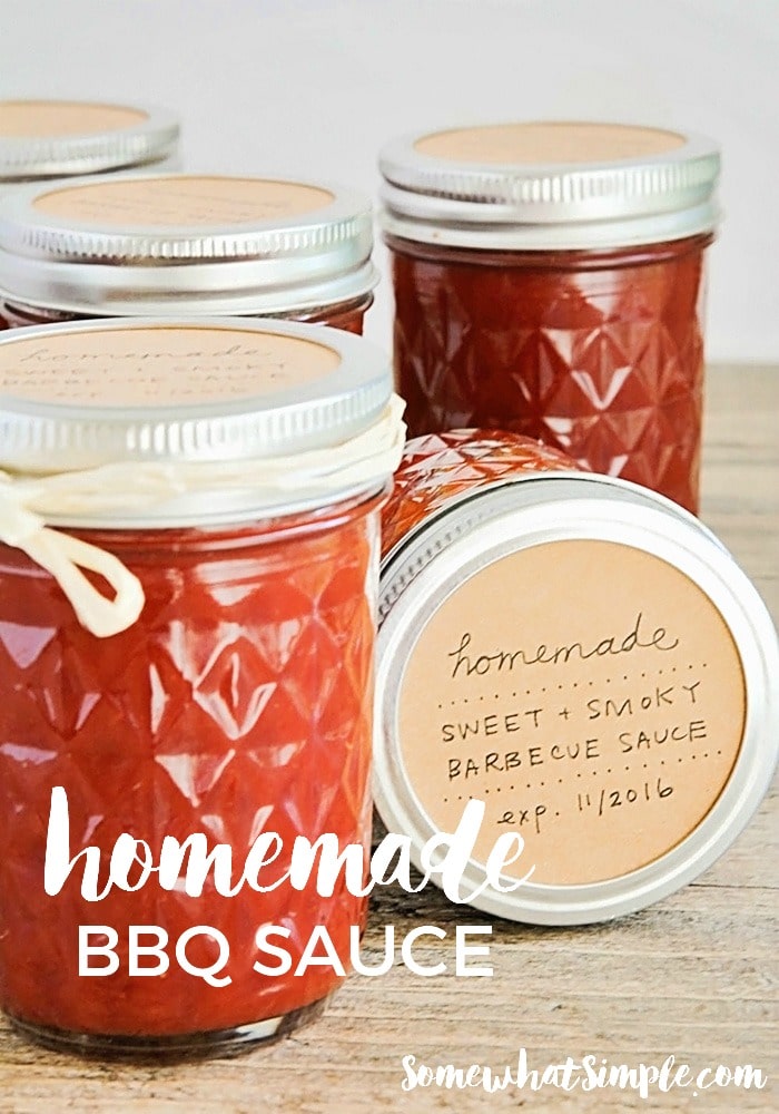 This homemade bbq sauce recipe is a tasty addition to your summer grilling menu!  It has a sweet & smoky taste that is incredibly delicious!  Plus, it's easy to make and perfect for canning. #grilling #homemadebbqsauce #barbecuesauce #easybbqsaucerecipe #howtomakebbqsauce via @somewhatsimple