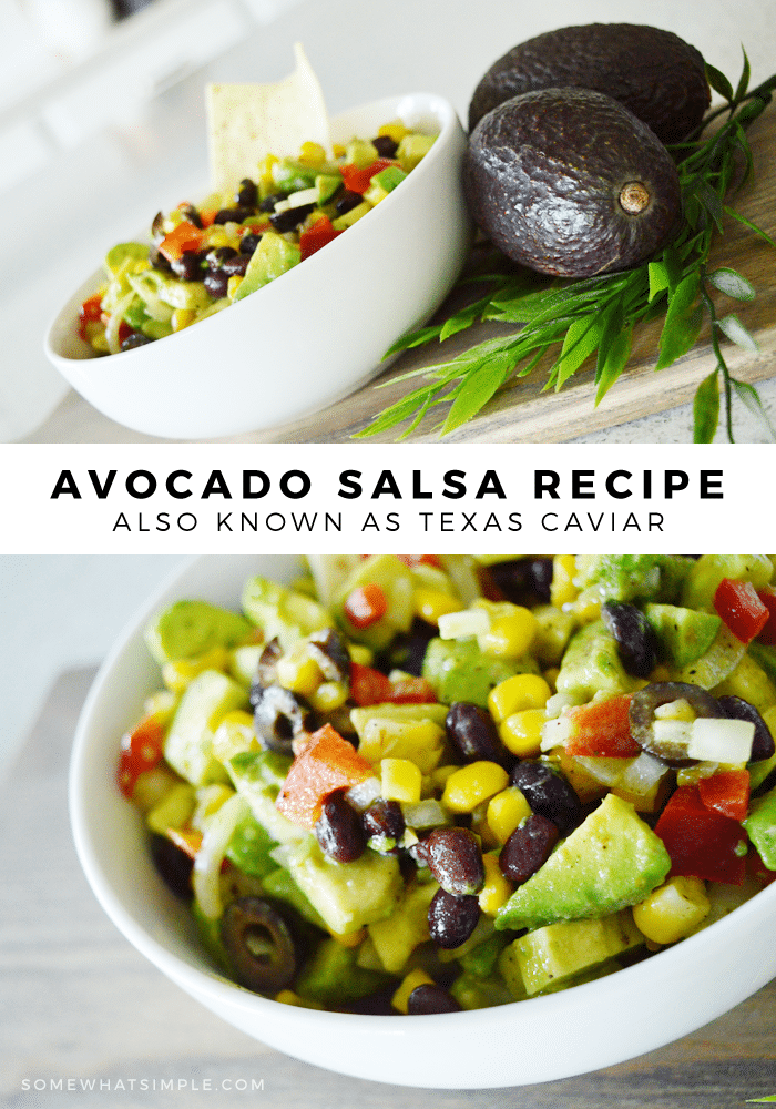 Texas Caviar is loaded with beans, corn, avocado and other fresh vegetables that are going to knock your socks off! Bursting with flavor, this easy recipe is unlike any dip you've had before.  Grab your favorite chips and start enjoying this delicious salsa today! #texascaviarsalsa #texascaviar #texascaviarrecipe #texascaviardip #whatistexascaviar via @somewhatsimple