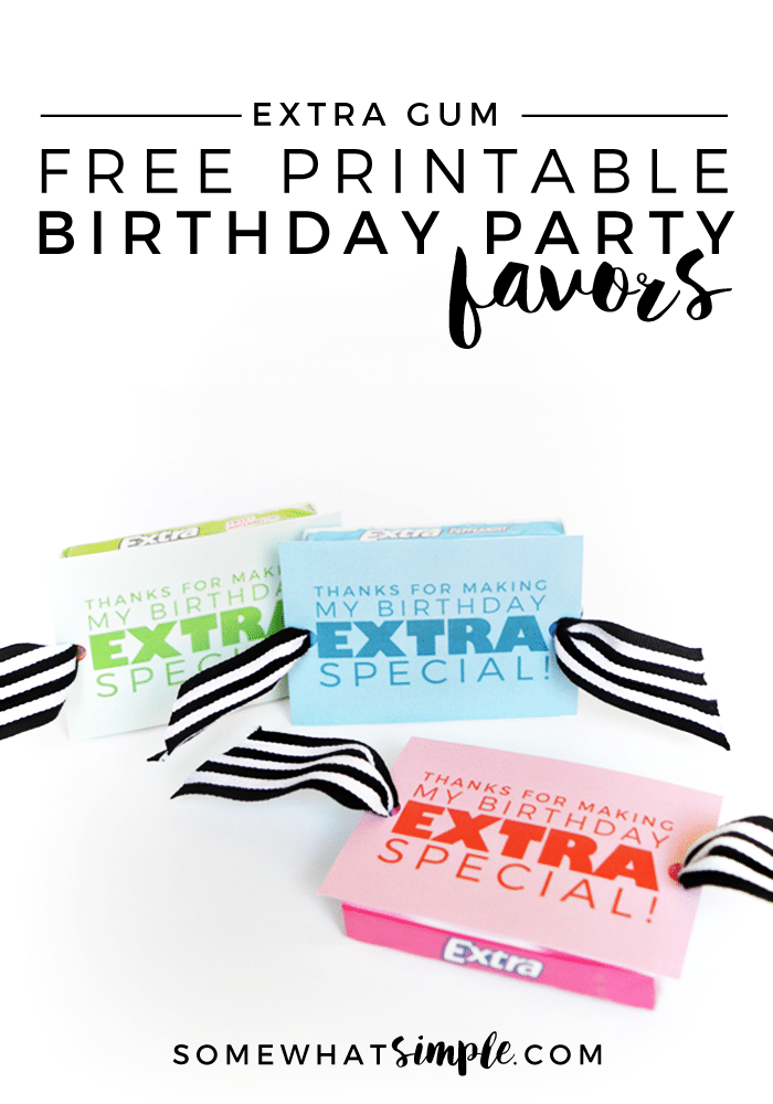 Printable Birthday Party Favors Somewhat Simple