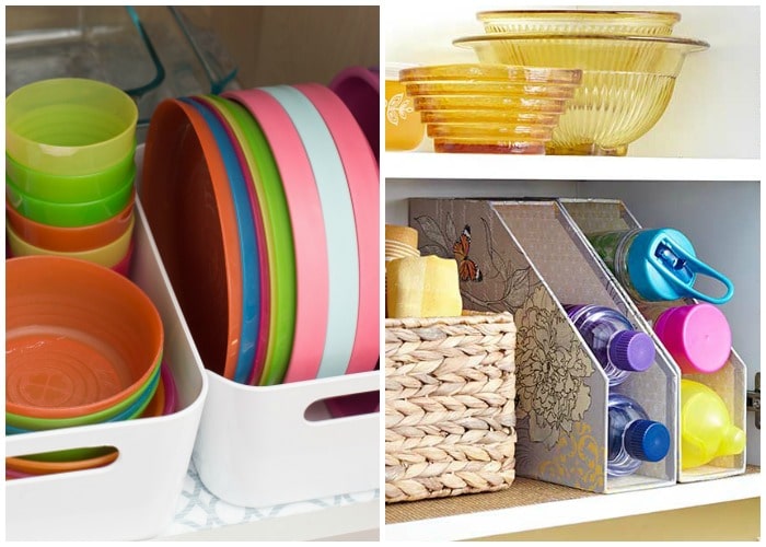 kitchen organization with baskets