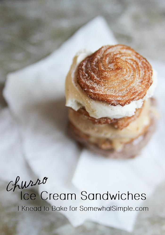 Churro Ice Cream Sandwiches via @somewhatsimple