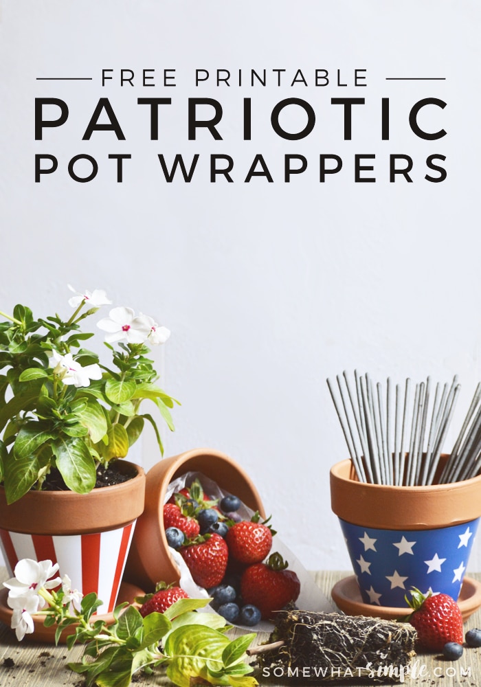 FREE PRINTABLE fourth of july plant + pot wrappers