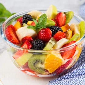 glass bowl with fruit salad